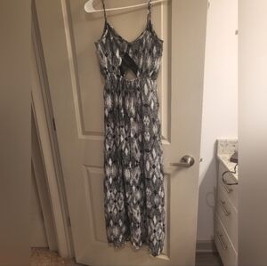 Snake print maxi dress keyhole cut out